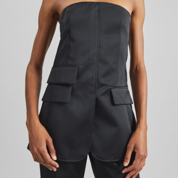 The Frankie Shop Luma Satin Bustier - Black - Oversized Minimalist Tops in Black - Shop at Coveti