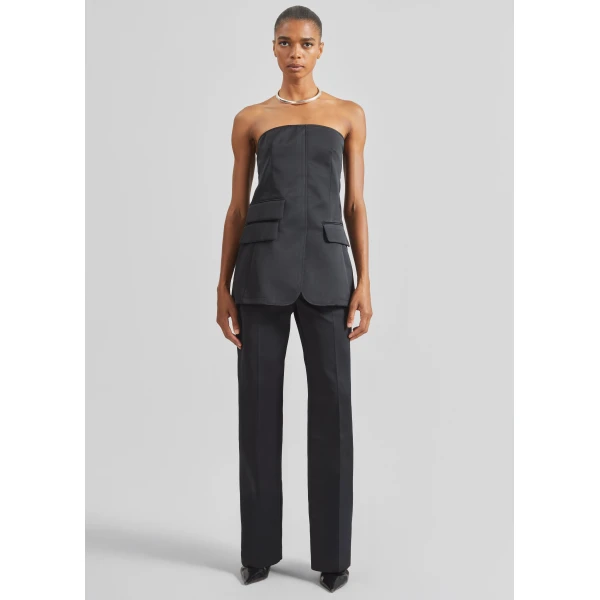 The Frankie Shop Luma Satin Bustier – Black Top, view 4