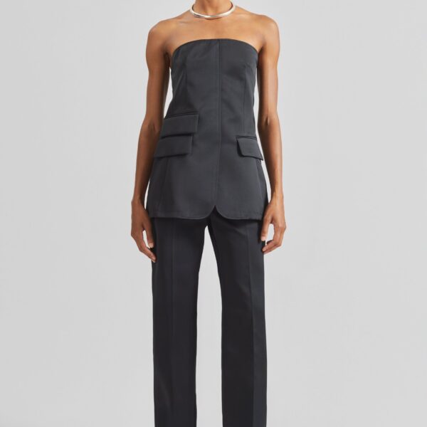 The Frankie Shop Luma Satin Bustier - Black - Oversized Minimalist Tops in Black - Shop at Coveti