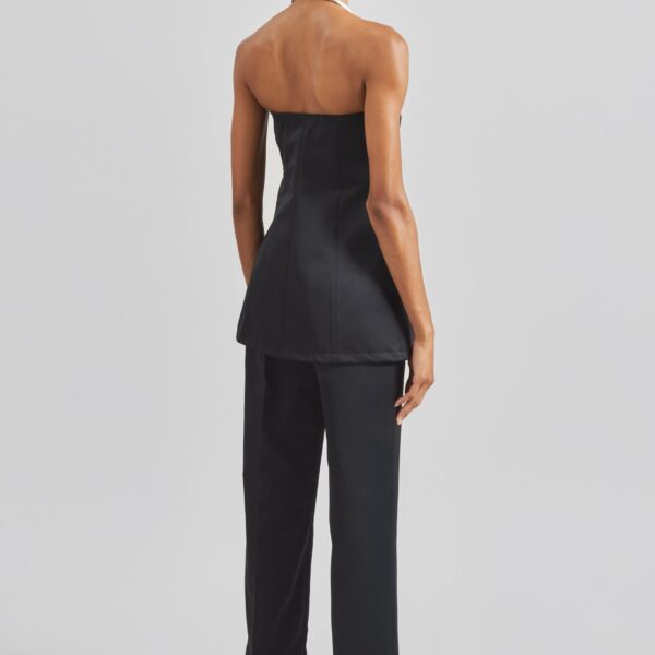 The Frankie Shop Luma Satin Bustier - Black - Oversized Minimalist Tops in Black - Shop at Coveti
