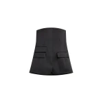 The Frankie Shop Luma Satin Bustier - Black - Oversized Minimalist Tops in Black - Shop at Coveti