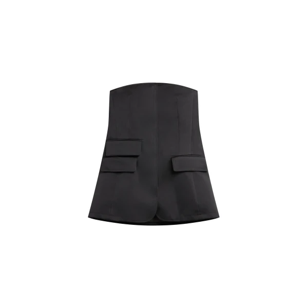 The Frankie Shop Luma Satin Bustier - Black - Oversized Minimalist Tops in Black - Shop at Coveti