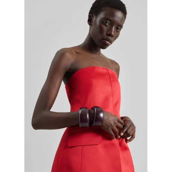 The Frankie Shop Luma Satin Bustier – Red Top, view 5