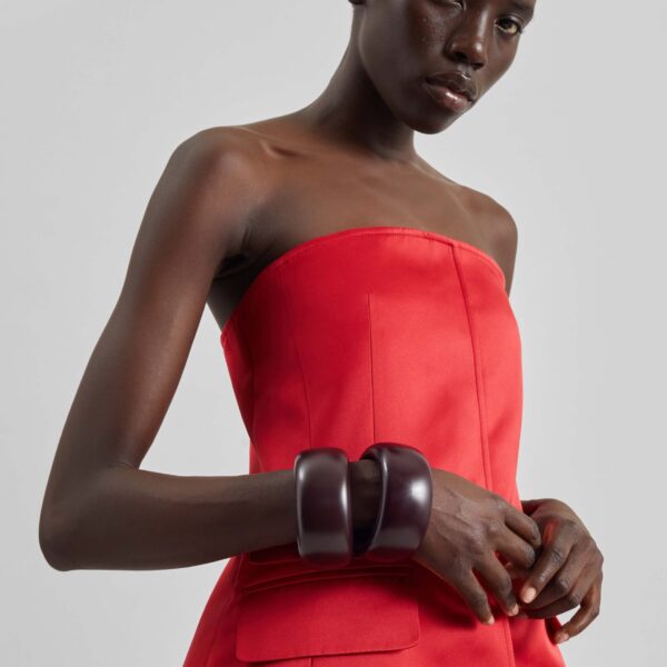 The Frankie Shop Luma Satin Bustier - Red - Oversized Minimalist Tops in Red - Shop at Coveti