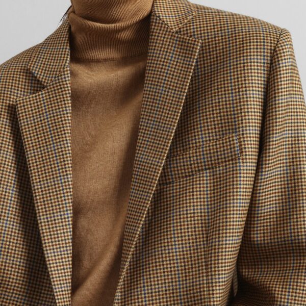 The Frankie Shop Lyra Oversized Houndstooth Blazer - Camel - Oversized Minimalist Jackets in Beige - Shop at Coveti