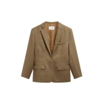 The Frankie Shop Lyra Oversized Houndstooth Blazer - Camel - Oversized Minimalist Jackets in Beige - Shop at Coveti