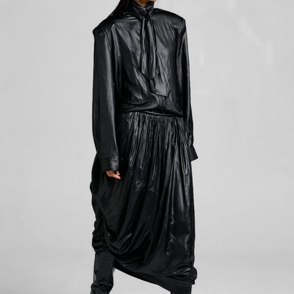 The Frankie Shop Mabillon Corded Draped Skirt - Black - Oversized Minimalist Skirts in Black - Shop at Coveti