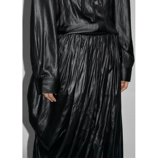 The Frankie Shop Mabillon Corded Draped Skirt – Black, view 6