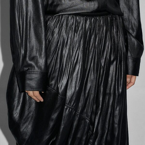 The Frankie Shop Mabillon Corded Draped Skirt - Black - Oversized Minimalist Skirts in Black - Shop at Coveti