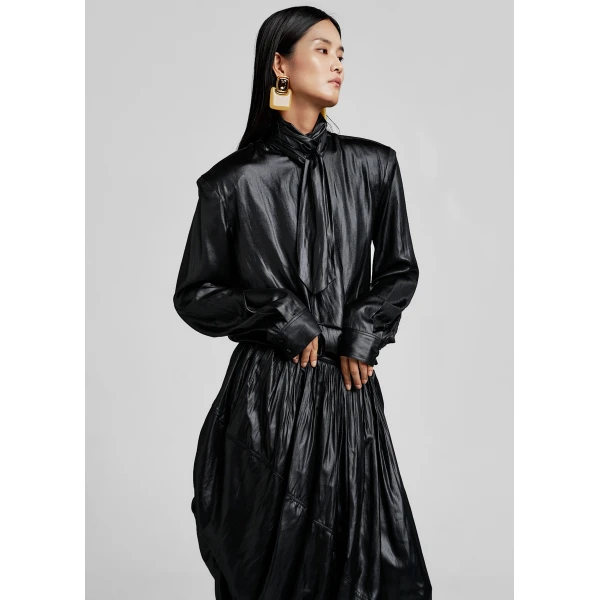 The Frankie Shop Mabillon Padded Lavalliere Blouse – Black, view 6