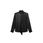 The Frankie Shop Mabillon Padded Lavalliere Blouse - Black - Oversized Minimalist Tops in Black - Shop at Coveti