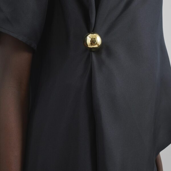 The Frankie Shop Madea Asymmetric Silk Twill Top - Black - Oversized Minimalist Tops in Black - Shop at Coveti