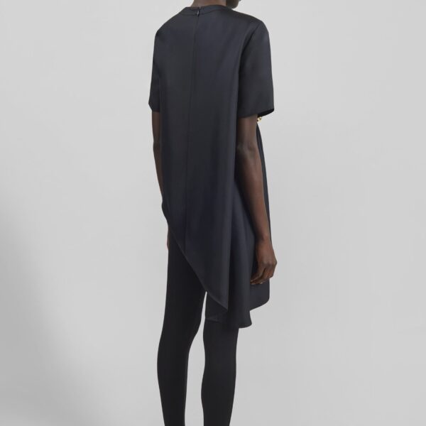 The Frankie Shop Madea Asymmetric Silk Twill Top - Black - Oversized Minimalist Tops in Black - Shop at Coveti