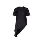 The Frankie Shop Madea Asymmetric Silk Twill Top - Black - Oversized Minimalist Tops in Black - Shop at Coveti