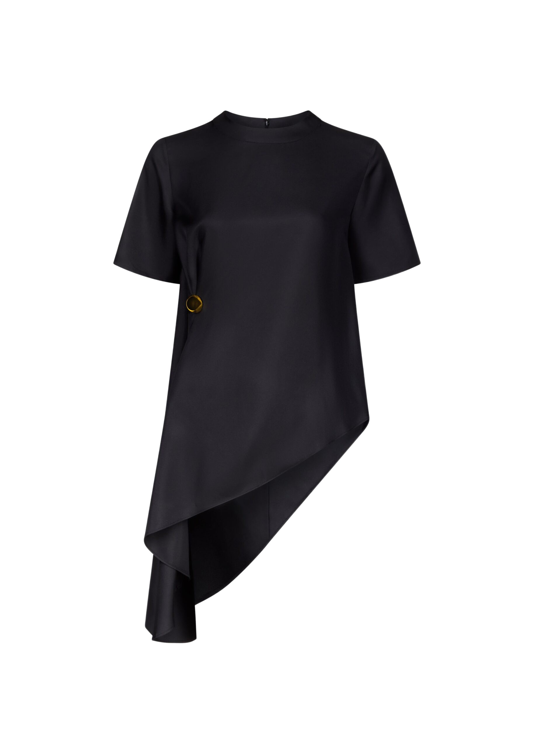 The Frankie Shop Madea Asymmetric Silk Twill Top – Black