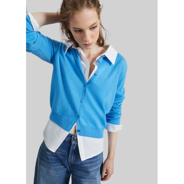 The Frankie Shop Mahim Superfine Wool Cardigan – Blue, view 2