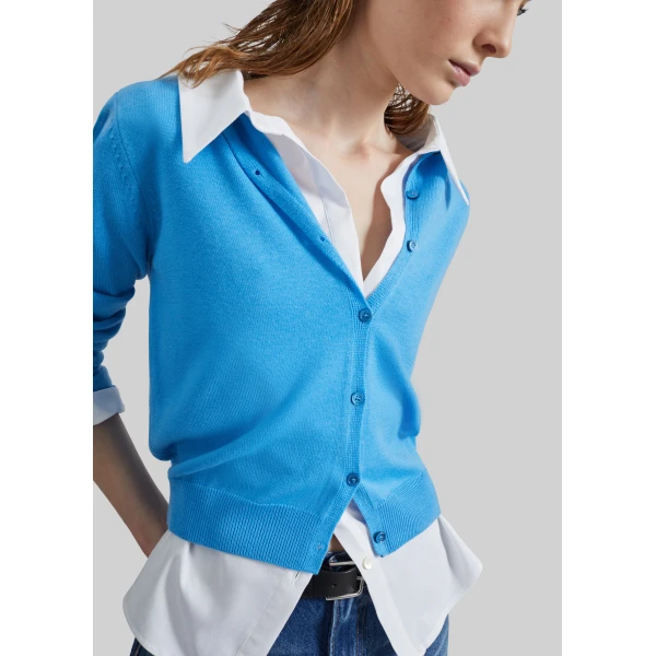 The Frankie Shop Mahim Superfine Wool Cardigan – Blue, view 6
