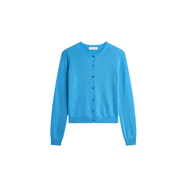 The Frankie Shop Mahim Superfine Wool Cardigan - Blue - Oversized Minimalist Knitwear in Blue - Shop at Coveti