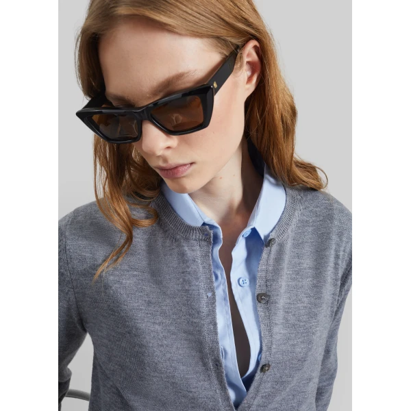 The Frankie Shop Mahim Superfine Wool Cardigan – Grey, view 2