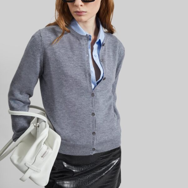The Frankie Shop Mahim Superfine Wool Cardigan - Grey - Oversized Minimalist Knitwear in Grey - Shop at Coveti