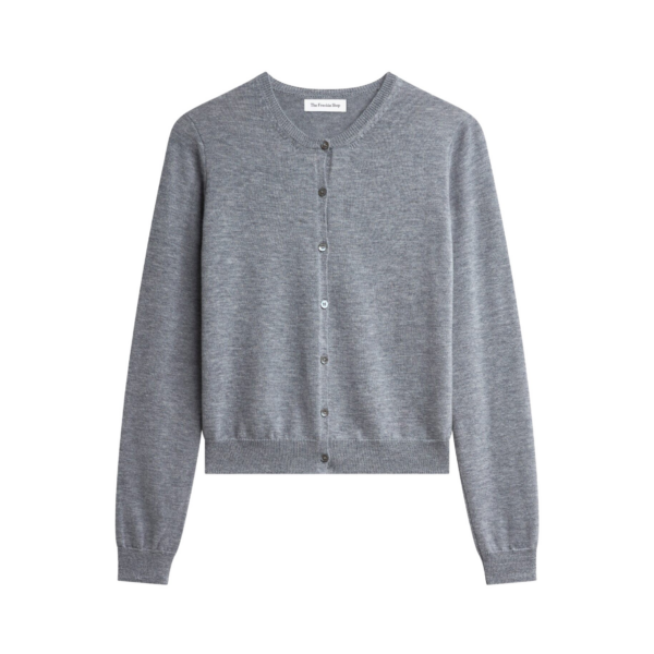 The Frankie Shop Mahim Superfine Wool Cardigan - Grey - Oversized Minimalist Knitwear in Grey - Shop at Coveti