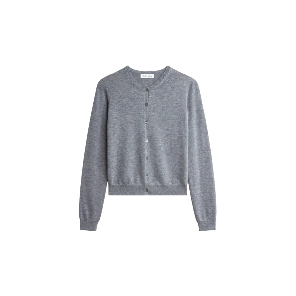 The Frankie Shop Mahim Superfine Wool Cardigan - Grey - Oversized Minimalist Knitwear in Grey - Shop at Coveti