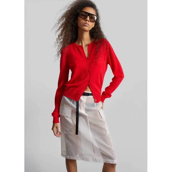 The Frankie Shop Mahim Superfine Wool Cardigan – Red, view 2