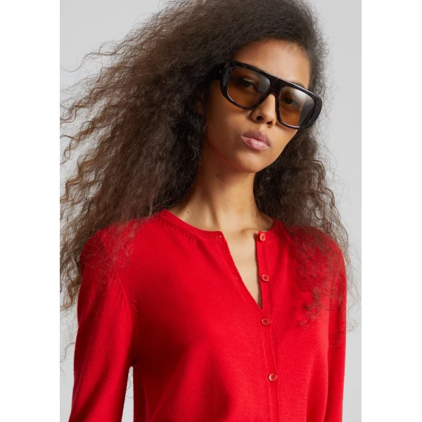 The Frankie Shop Mahim Superfine Wool Cardigan – Red, view 5
