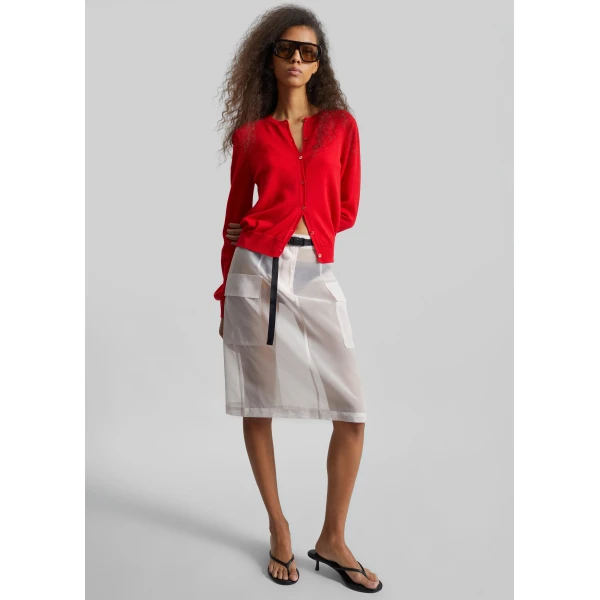 The Frankie Shop Mahim Superfine Wool Cardigan – Red, view 6
