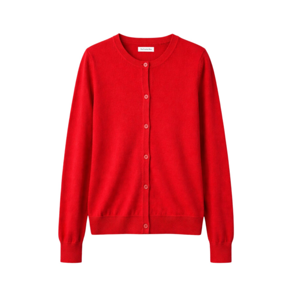 The Frankie Shop Mahim Superfine Wool Cardigan - Red - Oversized Minimalist Knitwear in Red - Shop at Coveti