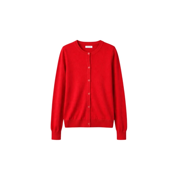 The Frankie Shop Mahim Superfine Wool Cardigan - Red - Oversized Minimalist Knitwear in Red - Shop at Coveti