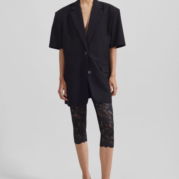 The Frankie Shop Maisie Short Sleeve Blazer - Black - Oversized Minimalist Jackets in Black - Shop at Coveti