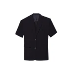 The Frankie Shop Maisie Short Sleeve Blazer - Black - Oversized Minimalist Jackets in Black - Shop at Coveti