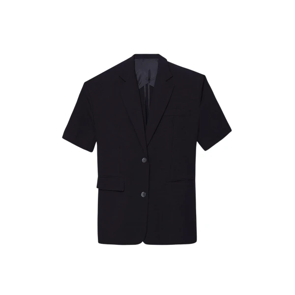 The Frankie Shop Maisie Short Sleeve Blazer - Black - Oversized Minimalist Jackets in Black - Shop at Coveti