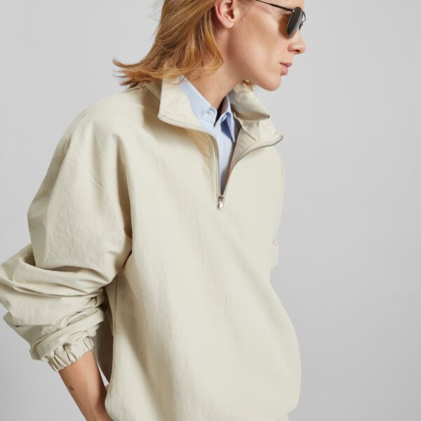 The Frankie Shop Majvik Windbreaker Anorak - Light Beige - Oversized Minimalist Jackets in Beige - Shop at Coveti
