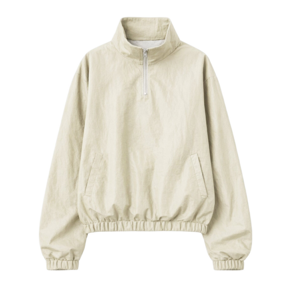 The Frankie Shop Majvik Windbreaker Anorak - Light Beige - Oversized Minimalist Jackets in Beige - Shop at Coveti