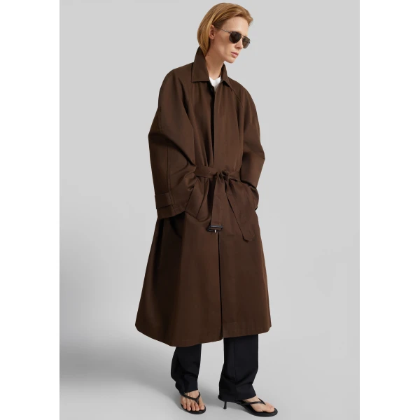 The Frankie Shop Malmedy Oversized Long Coat – Brown, view 2