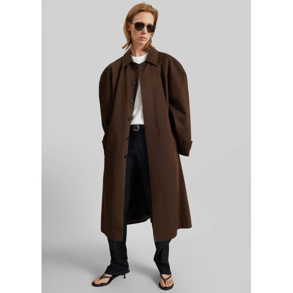 The Frankie Shop Malmedy Oversized Long Coat – Brown, view 3