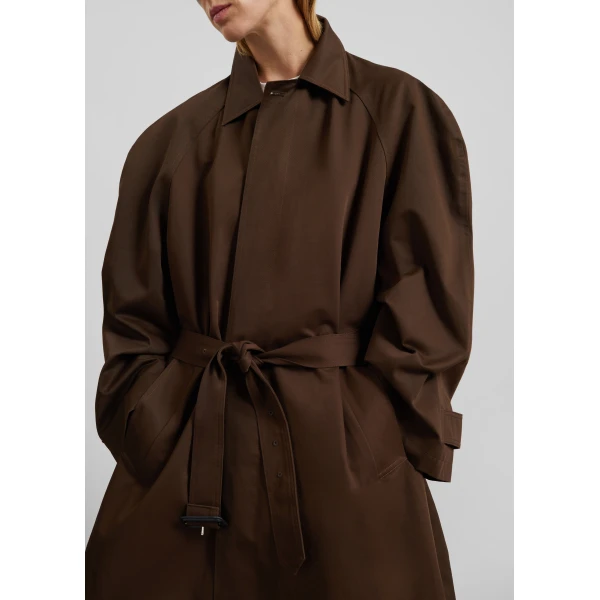 The Frankie Shop Malmedy Oversized Long Coat – Brown, view 4