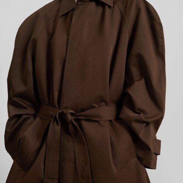 The Frankie Shop Malmedy Oversized Long Coat - Brown - Oversized Minimalist Coats in Beige - Shop at Coveti