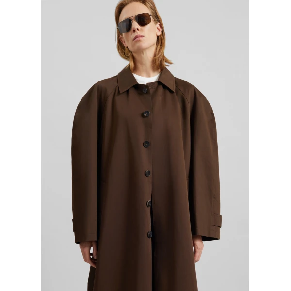 The Frankie Shop Malmedy Oversized Long Coat – Brown, view 5