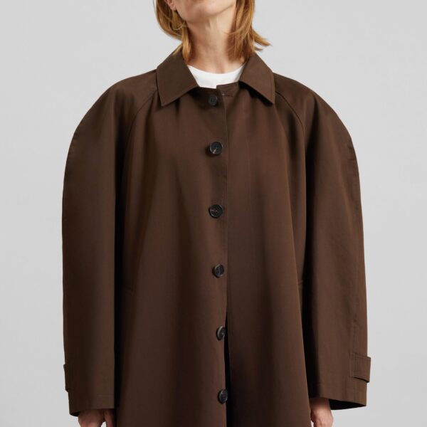 The Frankie Shop Malmedy Oversized Long Coat - Brown - Oversized Minimalist Coats in Beige - Shop at Coveti