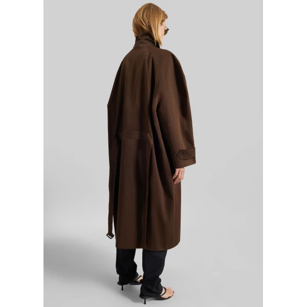 The Frankie Shop Malmedy Oversized Long Coat – Brown, view 6