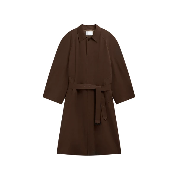 The Frankie Shop Malmedy Oversized Long Coat - Brown - Oversized Minimalist Coats in Beige - Shop at Coveti