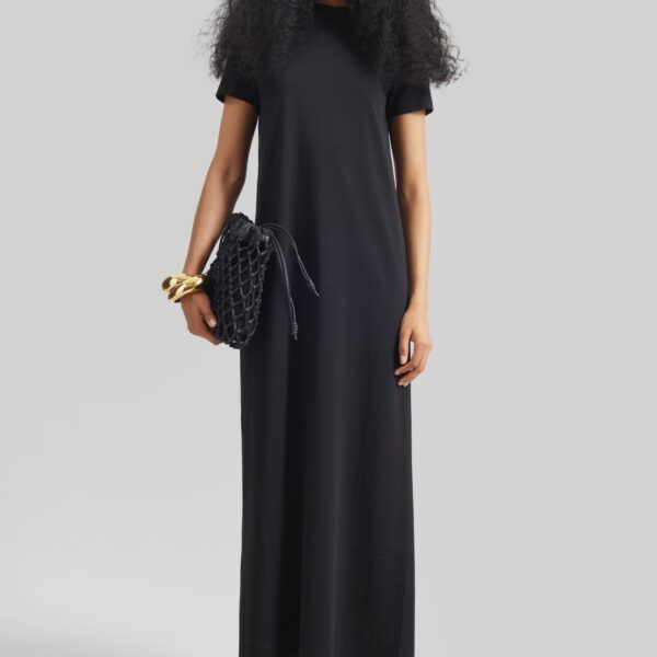 The Frankie Shop Malo T-Shirt Dress - Black - Oversized Minimalist Dresses in Black - Shop at Coveti