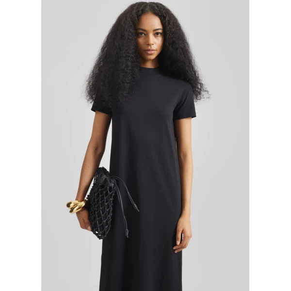 The Frankie Shop Malo T-Shirt Dress – Black, view 3
