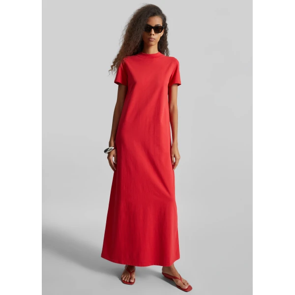The Frankie Shop Malo T-Shirt Dress – Red, view 2