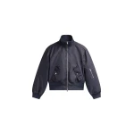 The Frankie Shop Maloy Cropped Bomber Jacket - Navy - Oversized Minimalist Jackets in Blue - Shop at Coveti