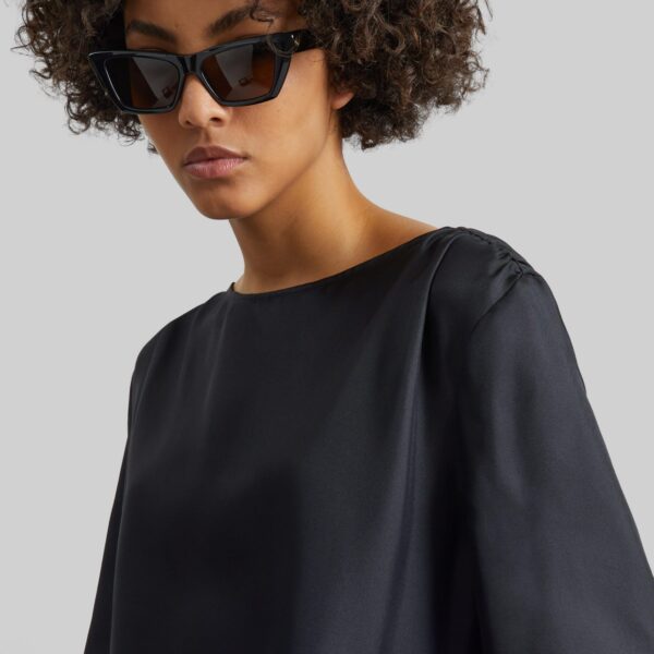 The Frankie Shop Mano Asymmetric Silk Top - Black - Oversized Minimalist Tops in Black - Shop at Coveti