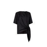 The Frankie Shop Mano Asymmetric Silk Top - Black - Oversized Minimalist Tops in Black - Shop at Coveti